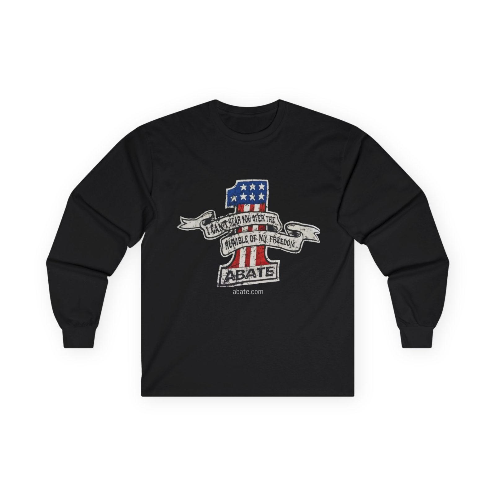 ABATE Motorcycle Freedom Long Sleeve Tee — American Flag Shield Design