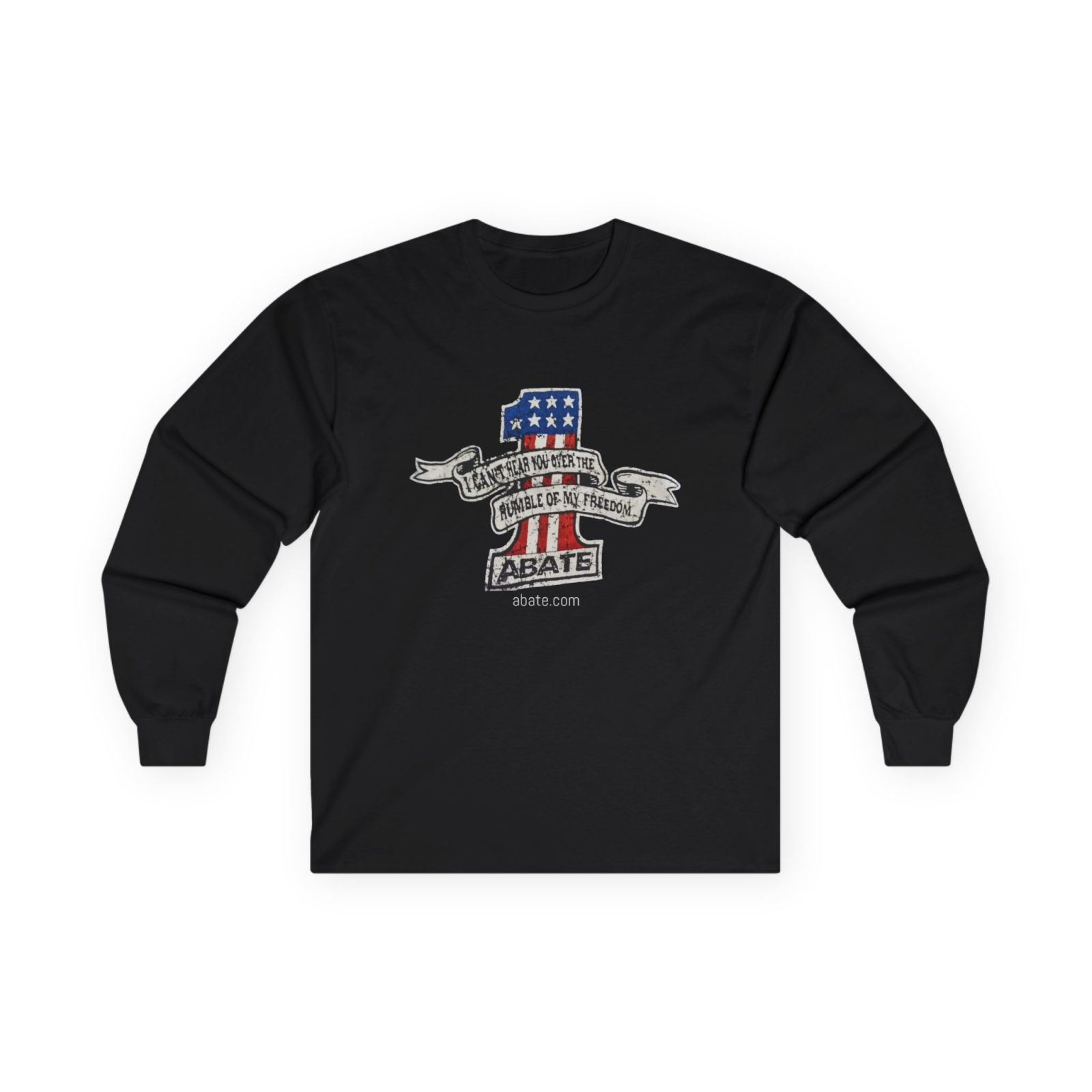 ABATE Motorcycle Freedom Long Sleeve Tee — American Flag Shield Design